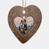 3de Jubileum van het huwelijk Lederhartfoto Keramisch Ornament (Links)