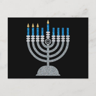 3de nacht van het Briefkaart van de Hanukkah Glitt