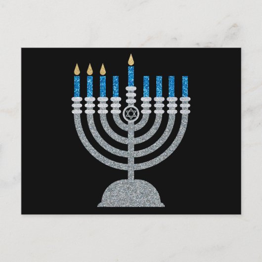 3de nacht van het Briefkaart van de Hanukkah Glitt (Voorkant)