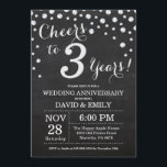 3de trouwdag Chalkboard Zwart Zilver Kaart<br><div class="desc">3de trouwdag Chalkboard Zwart en Zilver Uitnodiging. Derde trouwdag. Chalkboard Zwart en Zilver Glitter Diamant Achtergrond. Zilveren Confetti. Volwassengeburtstag. Vrouw of Man Heren- of Dames- verjaardagsfeest. Voor verdere aanpassing klikt u op de "Pas het aan" knop en gebruikt u onze ontwerp tool om deze template aan te passen.</div>