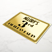 3de verjaardag: Art Deco Kijk "3" en naam Folie Uitnodiging (Gedraaid)