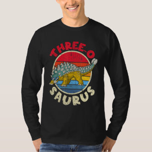 3de verjaardag drie van Saurus i Ankylosaurus i Fa T-shirt