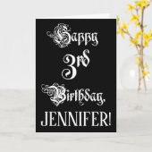 3de verjaardag: Fancy, elegant script + aangepaste Kaart (Gele Bloem)