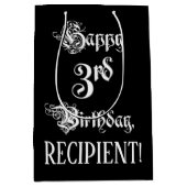 3de verjaardag: Fancy, elegant script + aangepaste Medium Cadeauzakje (Voorkant)