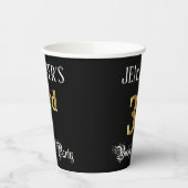 3de verjaardag — Fancy script, Faux Gold look Papieren Bekers (Links)