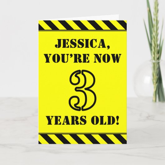 3de verjaardag: Fun Stencil Style Text, Custom Nam Kaart (Voorkant)