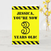 3de verjaardag: Fun Stencil Style Text, Custom Nam Kaart (Gele Bloem)