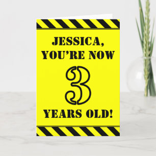 3de verjaardag: Fun Stencil Style Text, Custom Nam Kaart
