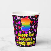 3de verjaardag: Het liefhebbende Kunstpatroon van  Papieren Bekers (Achterkant)