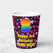 3de verjaardag: Het liefhebbende Kunstpatroon van  Papieren Bekers (Voorkant)