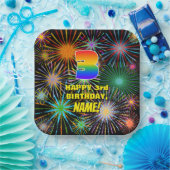 3de verjaardag: kleurrijk, gevierd vuurwerk papieren bordje (Feest)