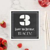 3de verjaardag: Kunst Deco Geïnspireerde kijk "3"  Servet (Insitu)