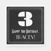 3de verjaardag: Kunst Deco Geïnspireerde kijk "3"  Servet (Voorkant)