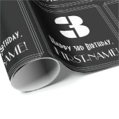 3de verjaardag: Kunst Deco Geïnspireerde look "3"  Cadeaupapier (Rol Hoek)