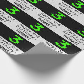 3de verjaardag - Nerdy / Geeky Style "3" en Naam Cadeaupapier (Hoek)