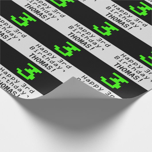 3de verjaardag - Nerdy / Geeky Style "3" en Naam Cadeaupapier (Hoek)