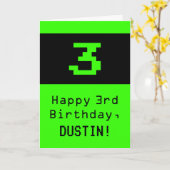 3de verjaardag: Nerdy / Geeky Style "3" en Naam Kaart (Gele Bloem)