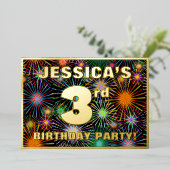 3de verjaardag van de feestdag - Fun, kleurrijk vu Folie Uitnodiging (Staand Voorkant)
