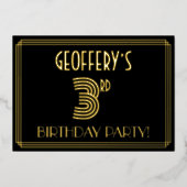 3de verjaardag van de geboorte — Art Deco Style "3 Folie Uitnodiging (Voorkant)
