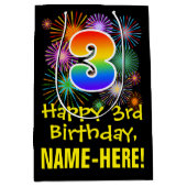 3de verjaardag: Vuurwapenpatroon van de vlinder +  Medium Cadeauzakje (Voorkant)