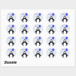 3de verjaardagspinguïn voeg naamblauw toe ronde sticker
