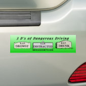 3D's van gevaarlijk rijden Bumpersticker (Op auto)