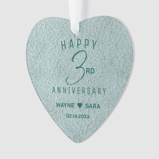 3e Aqua Leather Wedding Jubileum Ornament (voorkant)