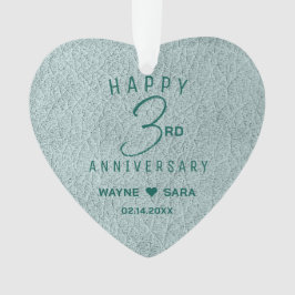 3e Aqua Leather Wedding Jubileum Ornament