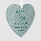 3e Aqua Leather Wedding Jubileum Ornament (voorkant)