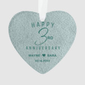 3e Aqua Leather Wedding Jubileum Ornament (achterkant)