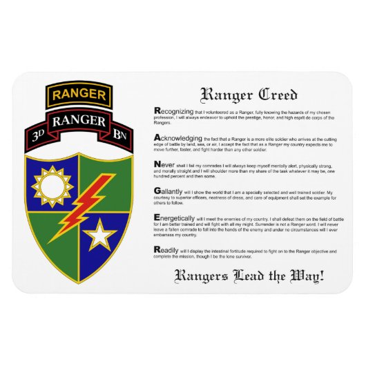 3e bataljon - 75e Ranger met Tab Magnet 4x6 Magneet (Horizontaal)