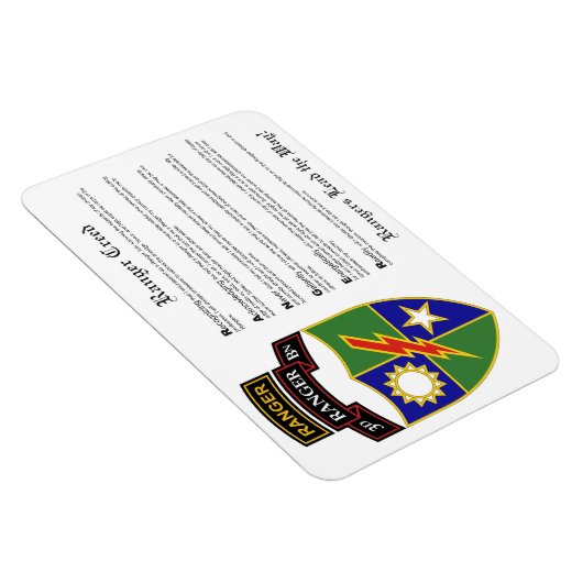 3e bataljon - 75e Ranger met Tab Magnet 4x6 Magneet (Rechterzijde)