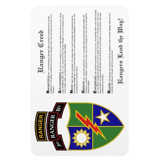 3e bataljon - 75e Ranger met Tab Magnet 4x6 Magneet (Verticaal)