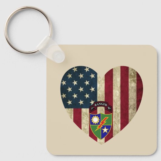 3e bataljon 75e Ranger Reg American Heart Flag Sleutelhanger (Voorkant)