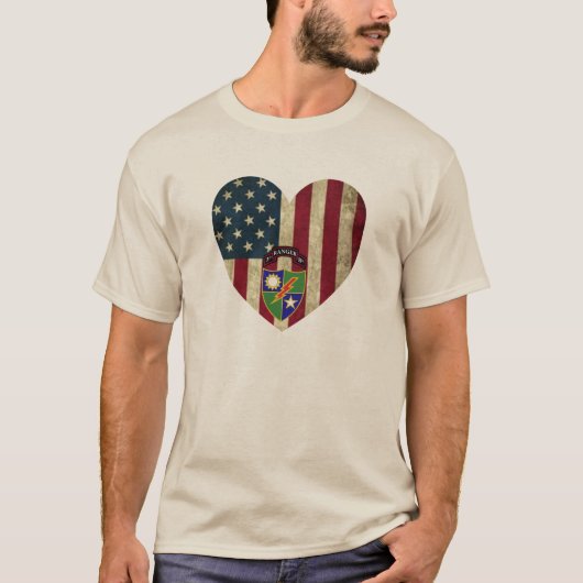 3e bataljon 75e Ranger Reg American Heart Flag T-shirt (Voorkant)