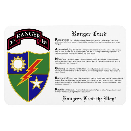 3e Bataljon - 75e Ranger Regiment Magnet 4x6 Magneet (Horizontaal)