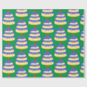 3e Birthday Blue Cake Cadeaupapier (Vlak)