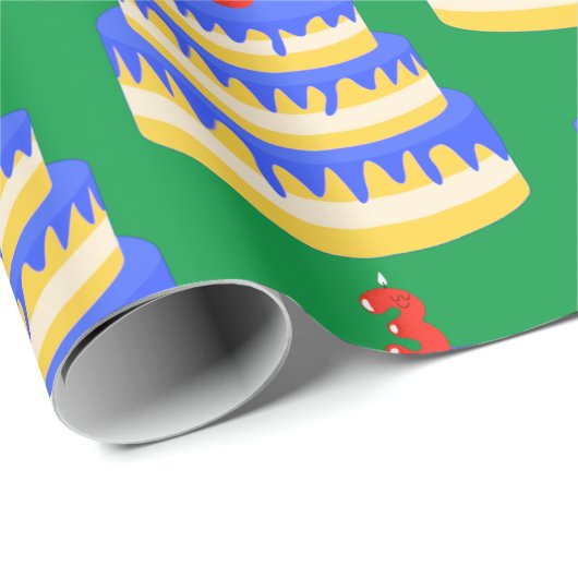 3e Birthday Blue Cake Cadeaupapier (Rol Hoek)