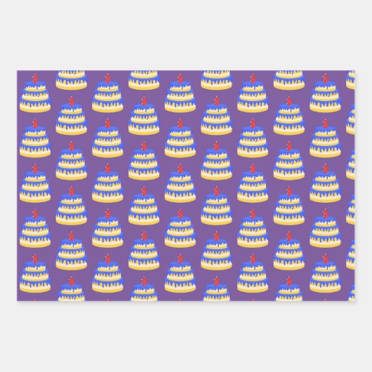 3e Birthday Blue Cake Inpakpapier Vel (Voorkant 3)