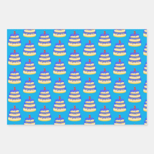 3e Birthday Blue Cake Inpakpapier Vel (Voorkant)