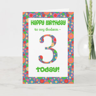 3e Birthday Card voor Godson, Bright en Bubble Kaart