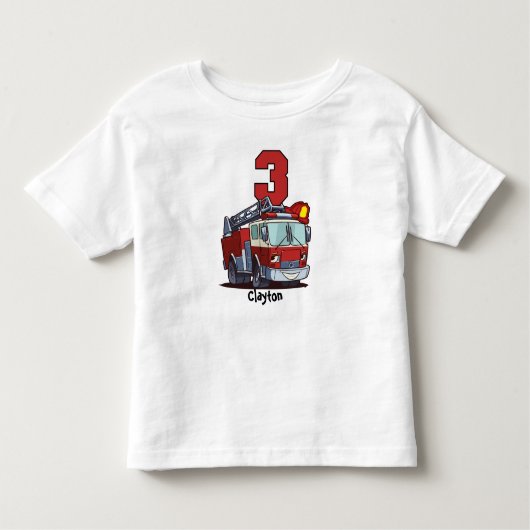 3e 'Birthday Fire Truck' Kinder Shirts (Voorkant)