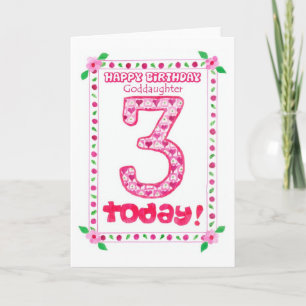 3e Birthday-kaart voor een goddochter Kaart