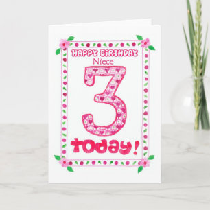 3e Birthday-kaart voor een nicht Kaart