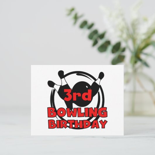 3e Bowling Verjaardag Tshirts en geschenken Briefkaart (Staand voorkant)