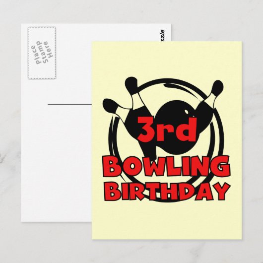 3e Bowling Verjaardag Tshirts en geschenken Briefkaart (Voorkant / Achterkant)