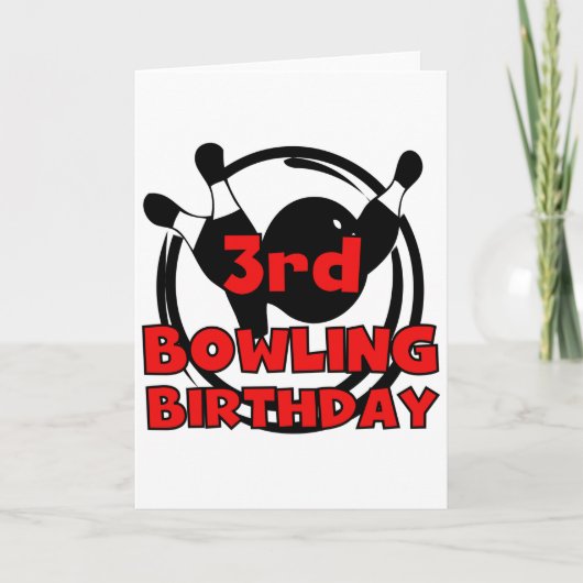 3e Bowling Verjaardag Tshirts en geschenken Kaart (Voorkant)