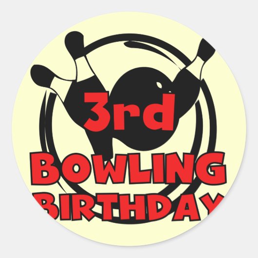 3e Bowling Verjaardag Tshirts en geschenken Ronde Sticker (Voorkant)