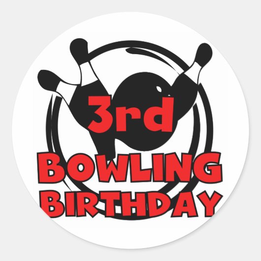 3e Bowling Verjaardag Tshirts en geschenken Ronde Sticker (Voorkant)