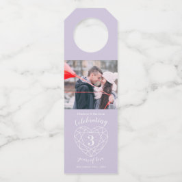 3e bruiloft Jubileum foto kristal edelsteen hart Flessenhanger